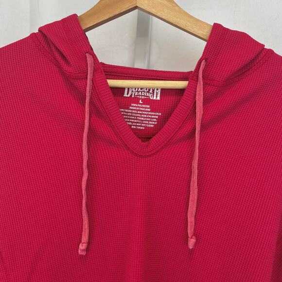 DULUTH TRADING Thermal Waffle Knit Hoodie Pullover Top Pink Size L - Picture 4 of 9